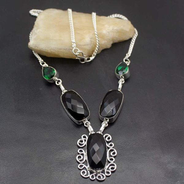 chains fashion natural blackonyx green z925 sterling silver color women jewelry pendant necklace 18 inch tf1042
chains fashion natural blackonyx green z925 sterling silver color women jewelry pendant necklace 18 inch tf1042