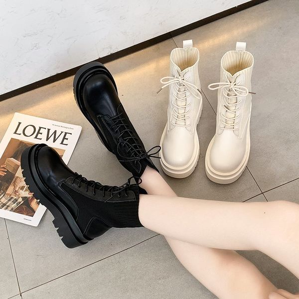 boots fashion women leather patchwork ankle autumn winter casual lace up platform shoes woman thick bottom botas mujer, Black
boots fashion women leather patchwork ankle autumn winter casual lace up platform shoes woman thick bottom botas mujer, Black