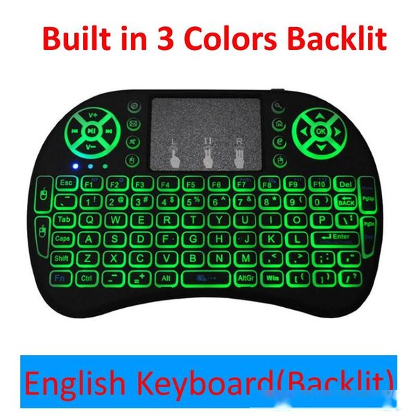 3 colors backlit i8 mini wireless keyboard 2.4ghz english russian 3 colour air mouse with touchpad remote control android tv box
3 colors backlit i8 mini wireless keyboard 2.4ghz english russian 3 colour air mouse with touchpad remote control android tv box