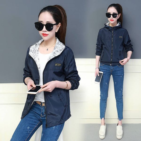 spring summer thin basic jacket women casual plus size hooded two side wear coat black solid printed loose outwear streetwear, Black;brown
spring summer thin basic jacket women casual plus size hooded two side wear coat black solid printed loose outwear streetwear, Black;brown
