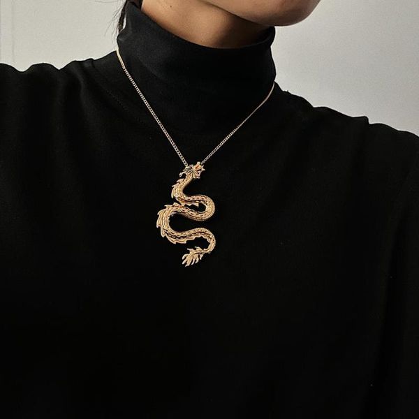trendy gold silver color vintage chinese style dragon pendant chain link necklace for female punk statement jewelry gift
trendy gold silver color vintage chinese style dragon pendant chain link necklace for female punk statement jewelry gift