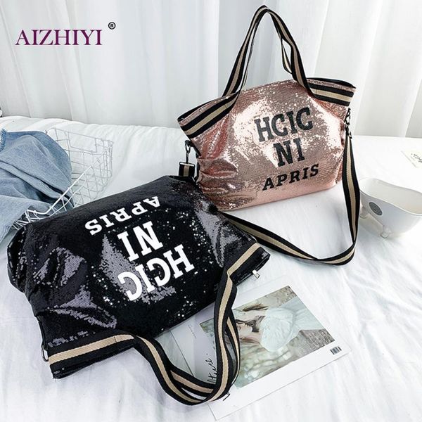 female casual letters sequin crossbody shopping bags women shiny large capacity shoulder travel handbag
female casual letters sequin crossbody shopping bags women shiny large capacity shoulder travel handbag