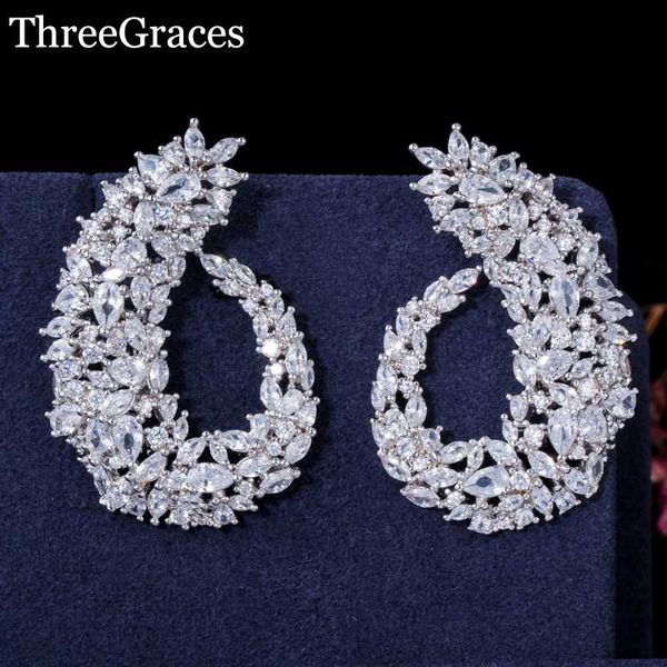 threegraces gorgeous silver color round large flower cz earring jewelry for bridal wedding party er081
threegraces gorgeous silver color round large flower cz earring jewelry for bridal wedding party er081