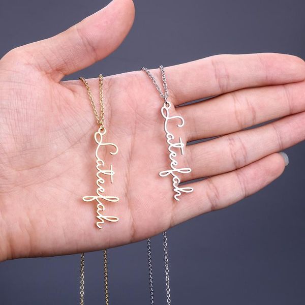 2020 handwriting jewelry custom signature pendant collier femme vertical individuality custom name necklace for women gift, Silver
2020 handwriting jewelry custom signature pendant collier femme vertical individuality custom name necklace for women gift, Silver