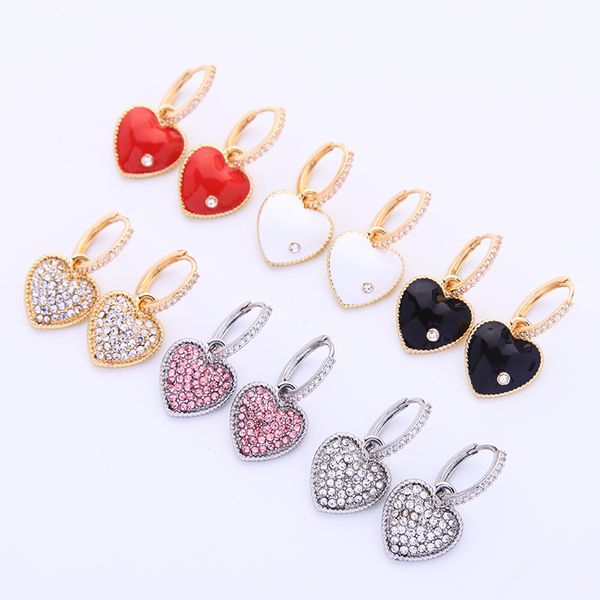 hoop & huggie gold/rhodium color earrings crystal heart romantic women jewelry red/black enamel arrival, Golden;silver
hoop & huggie gold/rhodium color earrings crystal heart romantic women jewelry red/black enamel arrival, Golden;silver