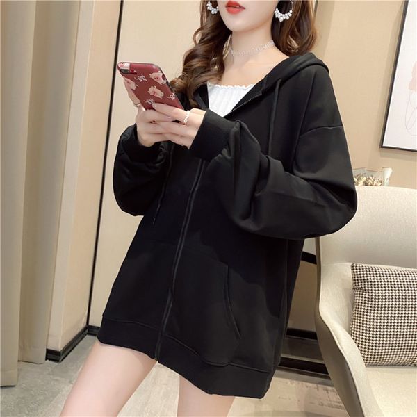 2020 autumn new women's loose casual solid color coat hoodie all-match age-reducing hipster hoodie women's coat audih, Black
2020 autumn new women's loose casual solid color coat hoodie all-match age-reducing hipster hoodie women's coat audih, Black