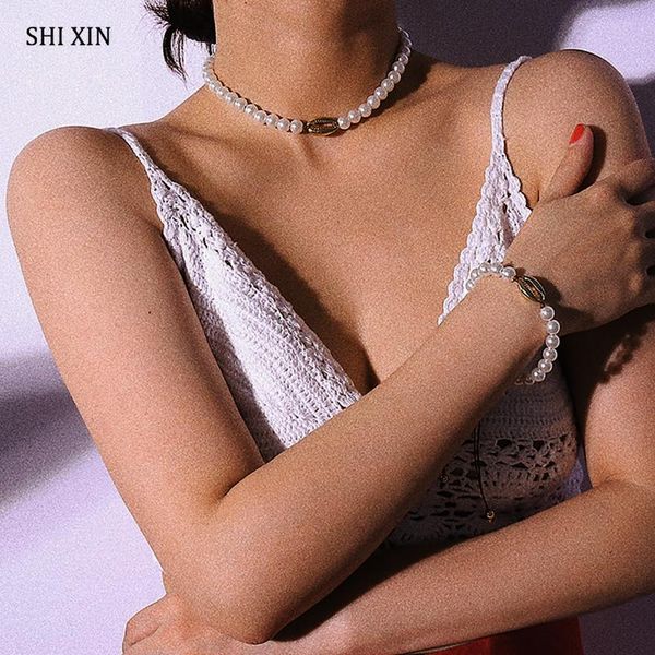 shixin 2020 charms pearl necklace for women pearl bead shell necklace summer fashion short choker decoration on the neck jewelry, Golden;silver
shixin 2020 charms pearl necklace for women pearl bead shell necklace summer fashion short choker decoration on the neck jewelry, Golden;silver