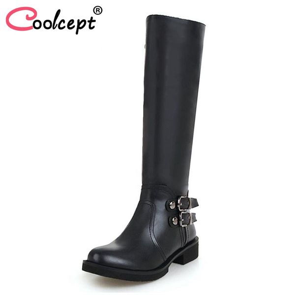 boots coolcept size 33-46 women winter flats fashion buckle warm fur shoes woman zipper knee high round toe footwear, Black
boots coolcept size 33-46 women winter flats fashion buckle warm fur shoes woman zipper knee high round toe footwear, Black