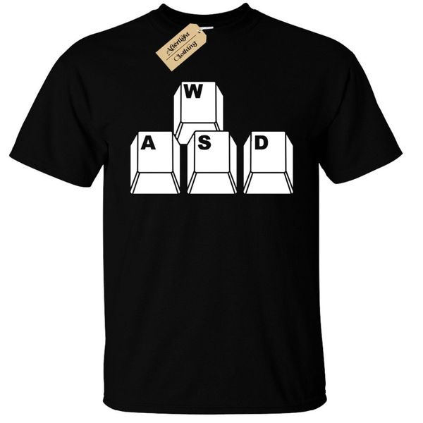 wasd keyboard keys men's funny geek nerd gamer computer pc gift summer for man high cotton t-shirt fashion family t shirts
