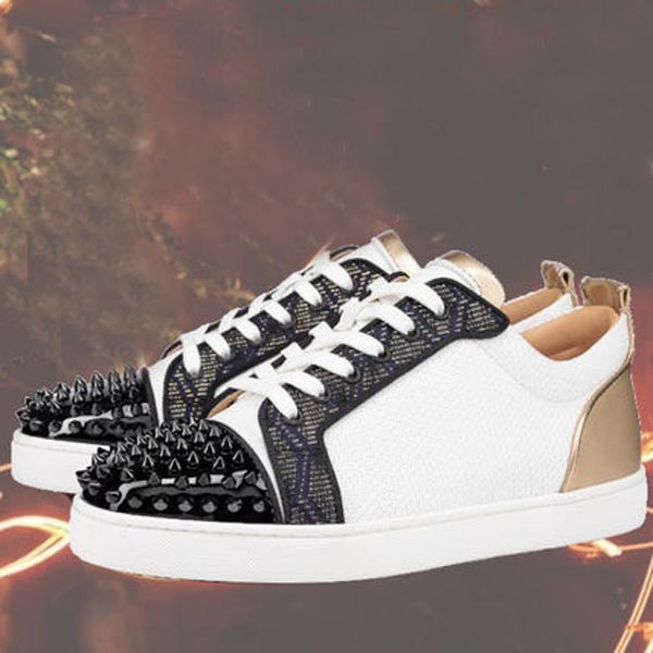 20s low spiked sneakers red bottom flats blended fabrics street style leather sneakers luxey studded genuine leather trainers, Black
20s low spiked sneakers red bottom flats blended fabrics street style leather sneakers luxey studded genuine leather trainers, Black