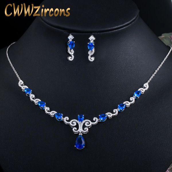 cwwzircons мода royal blue cubic циркон женщины костюм комплекты ювелирных изделия vintage свадебных серьги пром ожерелье для bridesmaid t45, Silver
cwwzircons мода royal blue cubic циркон женщины костюм комплекты ювелирных изделия vintage свадебных серьги пром ожерелье для bridesmaid t45, Silver