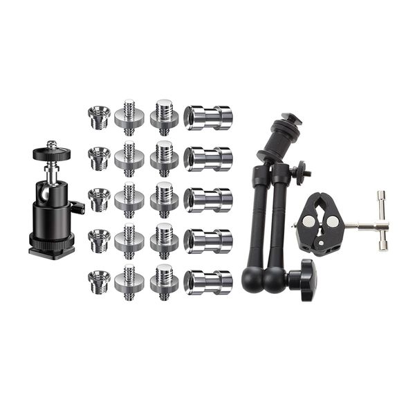 2set parts: 1set 11 inch friction articulating ic arm & 1set camera screw, 21 pcs 1/4 inch 3/8 converter screws
2set parts: 1set 11 inch friction articulating ic arm & 1set camera screw, 21 pcs 1/4 inch 3/8 converter screws