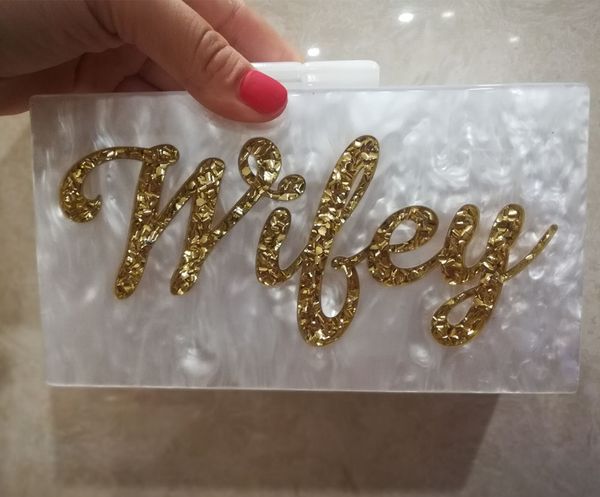 name letter wifey silver gold glitter acrylic wallet brand beach lady evening party wedding handbags box clutches purse women 200919
name letter wifey silver gold glitter acrylic wallet brand beach lady evening party wedding handbags box clutches purse women 200919