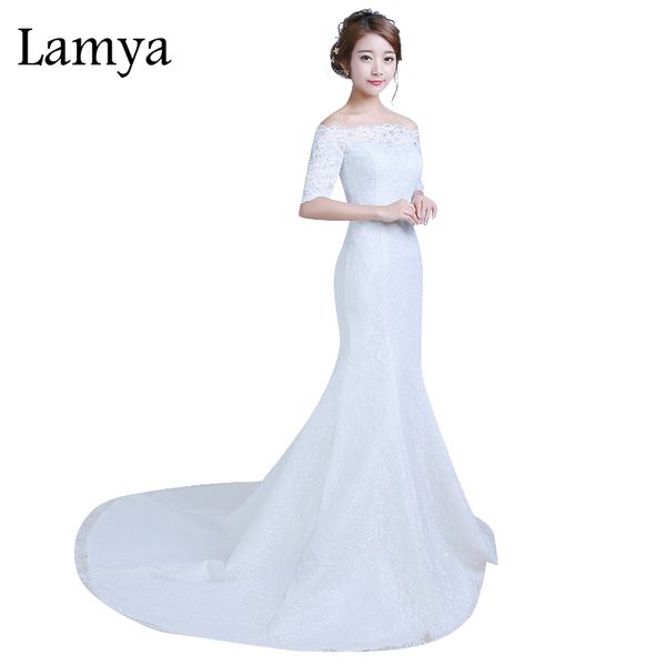 LAMYA Lace Mermaid Wedding Dress Plus Size Half Sleeves High Quality Sexy Real Images Vintage Ball Gown Bride Gowns, White
LAMYA Lace Mermaid Wedding Dress Plus Size Half Sleeves High Quality Sexy Real Images Vintage Ball Gown Bride Gowns, White
