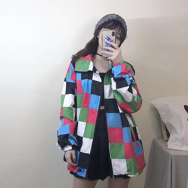 harajuku plaid jacket women long sleeve loose white black checkerboard colored plaid fashion casual coat streetwear, Black;brown
harajuku plaid jacket women long sleeve loose white black checkerboard colored plaid fashion casual coat streetwear, Black;brown