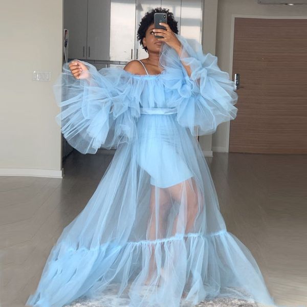 sky blue illusion long prom dress with puffy full sleeves tiered off shoulder pleated see through party dress tulle evening gown, Black
sky blue illusion long prom dress with puffy full sleeves tiered off shoulder pleated see through party dress tulle evening gown, Black