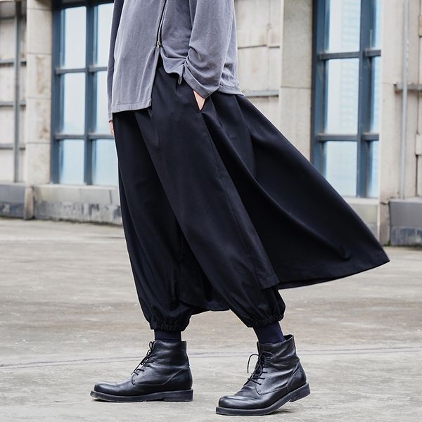 men's nine minute trousers spring/summer yamamoto style fake 2 pieces culottes men's small foot trousers loose haren, Black
men's nine minute trousers spring/summer yamamoto style fake 2 pieces culottes men's small foot trousers loose haren, Black