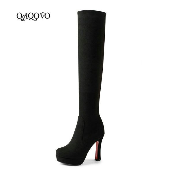 knee high boots women's winter boots square high heels platform long slip on shoes woman plus size 34-43 2020, Black
knee high boots women's winter boots square high heels platform long slip on shoes woman plus size 34-43 2020, Black