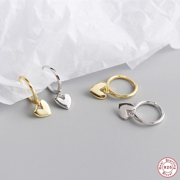 hoop & huggie solid 925 sterling silver minimalist love heart pendant earrings for engagement wedding pendientes woman earring jewelry, Golden;silver
hoop & huggie solid 925 sterling silver minimalist love heart pendant earrings for engagement wedding pendientes woman earring jewelry, Golden;silver