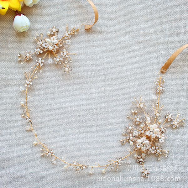 bridal gold flower hair vine wedding hair jewelry handmade bride accessories ribbon, Golden;silver
bridal gold flower hair vine wedding hair jewelry handmade bride accessories ribbon, Golden;silver
