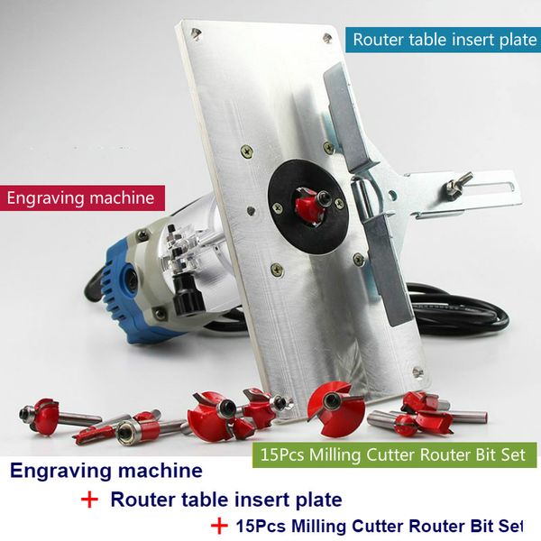 woodworking electric trimmer + wood router insert plate + 15pcs router bits for wood milling engraving slotting trimming machine
woodworking electric trimmer + wood router insert plate + 15pcs router bits for wood milling engraving slotting trimming machine