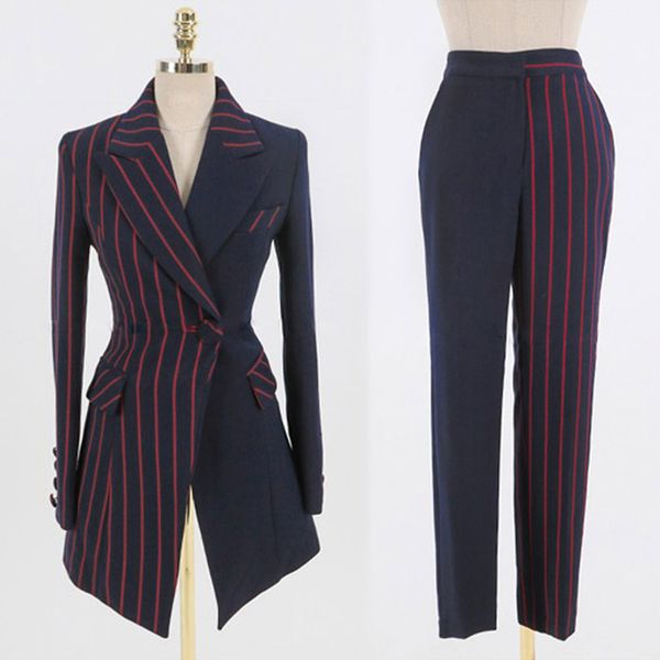 women's two piece pants female suit two-piece fashion striped stitching mid-length ladies jacket casual office work wear, White
women's two piece pants female suit two-piece fashion striped stitching mid-length ladies jacket casual office work wear, White