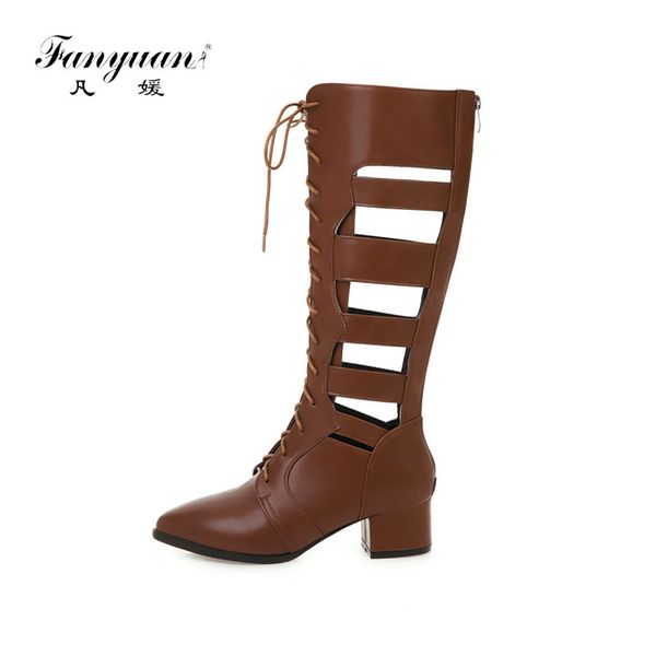 fanyuan fashion zipper lace-up knee-high boots solid thick heel boots leisure pointed toe summer women shoes, Black
fanyuan fashion zipper lace-up knee-high boots solid thick heel boots leisure pointed toe summer women shoes, Black