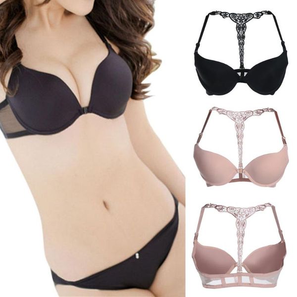 women smooth embroidered front y straps push up deep v underwear bra, Red;black
women smooth embroidered front y straps push up deep v underwear bra, Red;black
