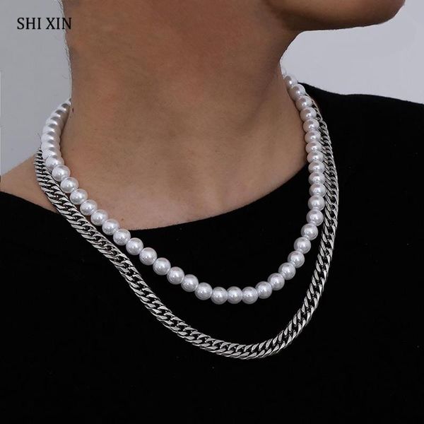 shixin punk 2 pcs/set separable chunky stainless steel chain necklace for women punk short pearl bead choker necklace colar neck, Golden;silver
shixin punk 2 pcs/set separable chunky stainless steel chain necklace for women punk short pearl bead choker necklace colar neck, Golden;silver