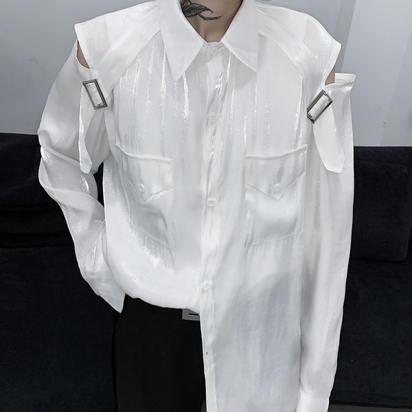 men's wear niche hollow strapless polarized shirt mercerized glitter shirt loose high street 2020 spring new 9y1470, White;black
men's wear niche hollow strapless polarized shirt mercerized glitter shirt loose high street 2020 spring new 9y1470, White;black
