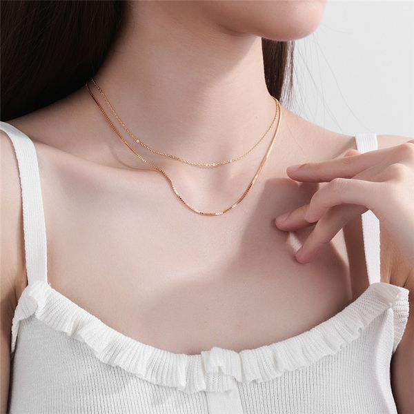 silvology 925 sterling silver double layer chain necklace gold box chain elegant 2020 women's necklace jewelry gift
silvology 925 sterling silver double layer chain necklace gold box chain elegant 2020 women's necklace jewelry gift