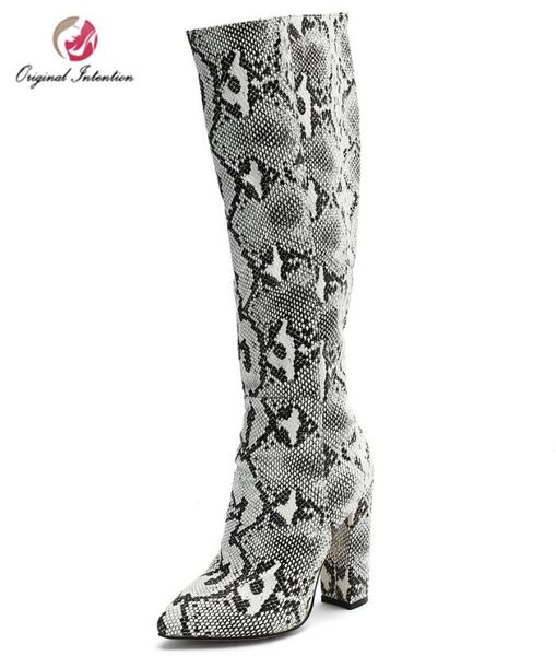 original intention popular women knee-high boots thick heels high heels snake print pointed toe boots ladies shoes plus size, Black
original intention popular women knee-high boots thick heels high heels snake print pointed toe boots ladies shoes plus size, Black