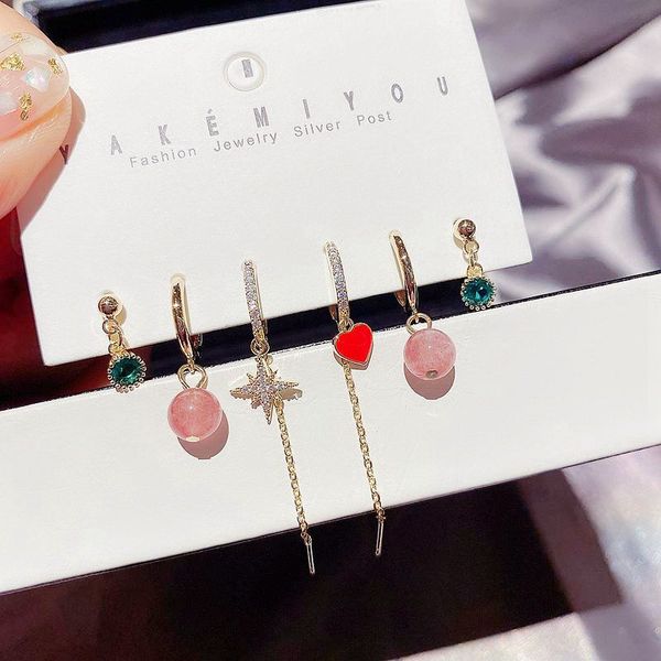 migga 6pcs green zircon pink stone red heart dangle earrings set elegant women accessories jewelry, Silver
migga 6pcs green zircon pink stone red heart dangle earrings set elegant women accessories jewelry, Silver