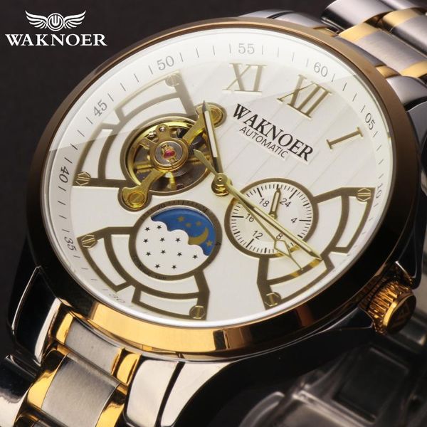 wristwatches waknoer automatic mechanical watch men stainless waterproof moon phase luminous luxury business tourbillon montre homme clock, Slivery;brown
wristwatches waknoer automatic mechanical watch men stainless waterproof moon phase luminous luxury business tourbillon montre homme clock, Slivery;brown
