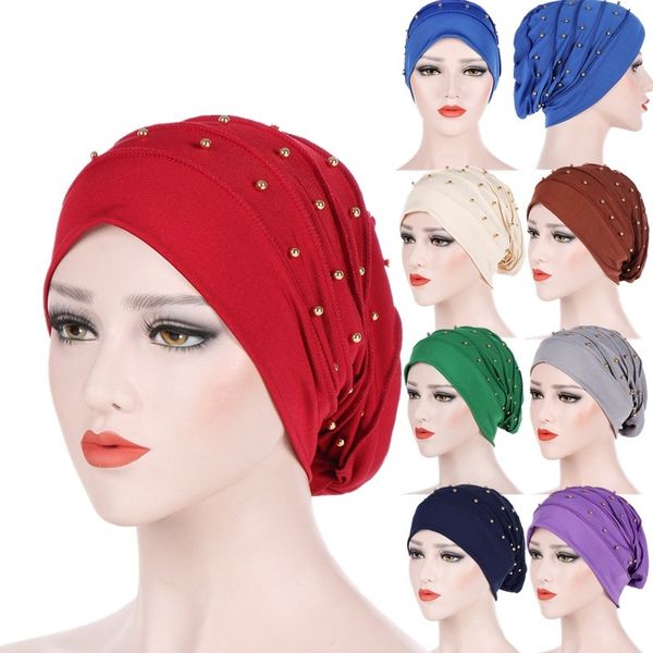 womens solid muslim turban hat pearls headwear cap head scarf cancer beanies chemo hair accessories turbante, Blue;gray
womens solid muslim turban hat pearls headwear cap head scarf cancer beanies chemo hair accessories turbante, Blue;gray