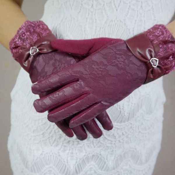 five fingers gloves elegant lady lace bowknot driving leather winter warm mittens women' full finger motocycle ski touch screen, Blue;gray
five fingers gloves elegant lady lace bowknot driving leather winter warm mittens women' full finger motocycle ski touch screen, Blue;gray