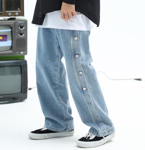 men's jeans side button hip hop loose straight denim trousers street wide feet pants mens wear men male bottoms plus size xl, Blue
men's jeans side button hip hop loose straight denim trousers street wide feet pants mens wear men male bottoms plus size xl, Blue