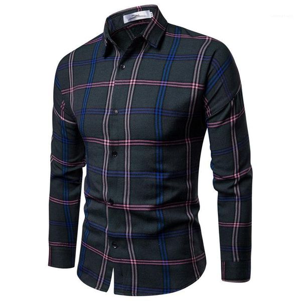 sleeve turndown collar males slim shirts mens casual shirts with single breasted plaid print mens designer shirts long, White;black
sleeve turndown collar males slim shirts mens casual shirts with single breasted plaid print mens designer shirts long, White;black