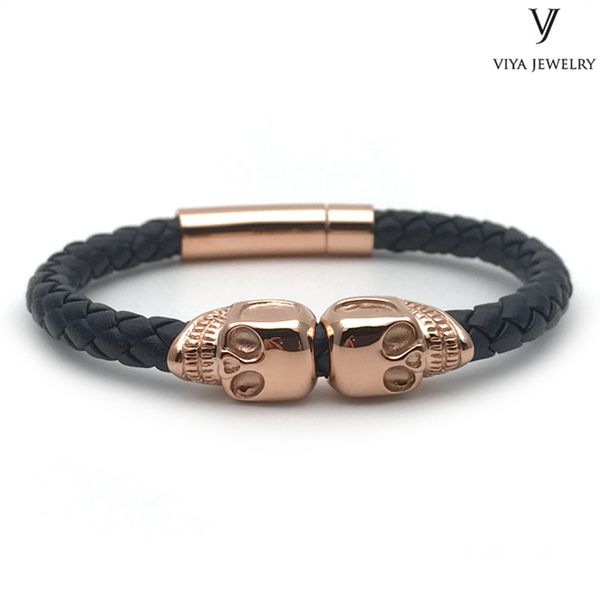 charm bracelets classic cow leather with double skull bracelet charming skulls for men gift, Golden;silver
charm bracelets classic cow leather with double skull bracelet charming skulls for men gift, Golden;silver