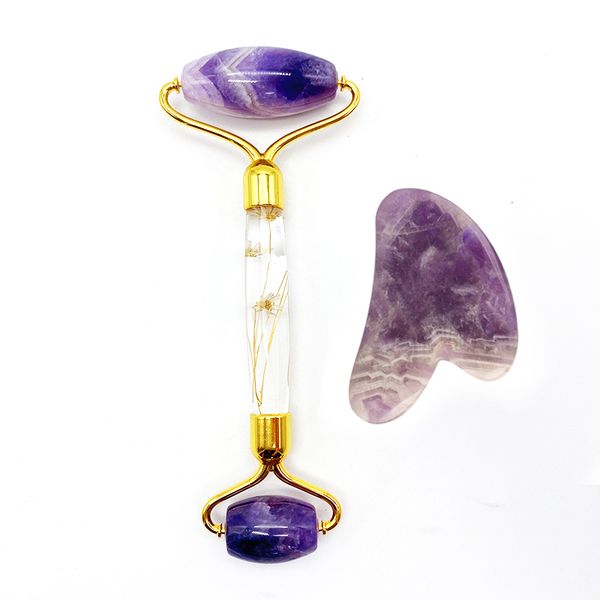 facial massage and amethyst guasha board 2-in-1 equipment for skin beauty acrylic handle amethyst natural jade roller
facial massage and amethyst guasha board 2-in-1 equipment for skin beauty acrylic handle amethyst natural jade roller