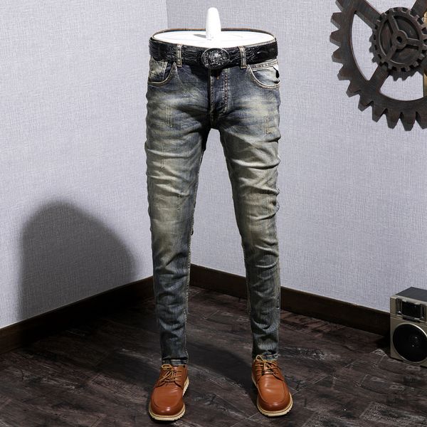 men's jeans trendy men skinny biker destroyed ripped denim pencil pants hip hop streetwear, Blue
men's jeans trendy men skinny biker destroyed ripped denim pencil pants hip hop streetwear, Blue