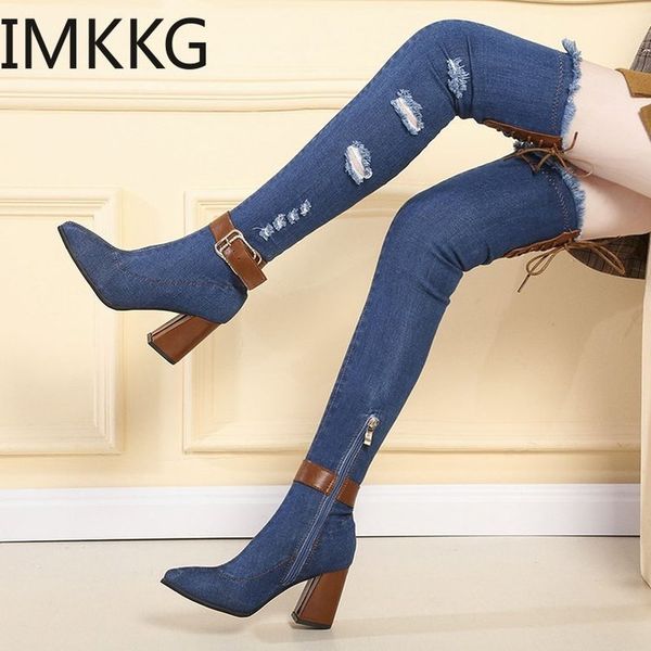 2020 womens denim over the knee boots pointed toe thick high heels shoes woman casual tassel cut out jeans long botas mujer, Black
2020 womens denim over the knee boots pointed toe thick high heels shoes woman casual tassel cut out jeans long botas mujer, Black
