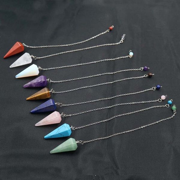 natural stone cone multifaceted pointed pendulum reiki healing pendant jewelry xxfd, Silver
natural stone cone multifaceted pointed pendulum reiki healing pendant jewelry xxfd, Silver