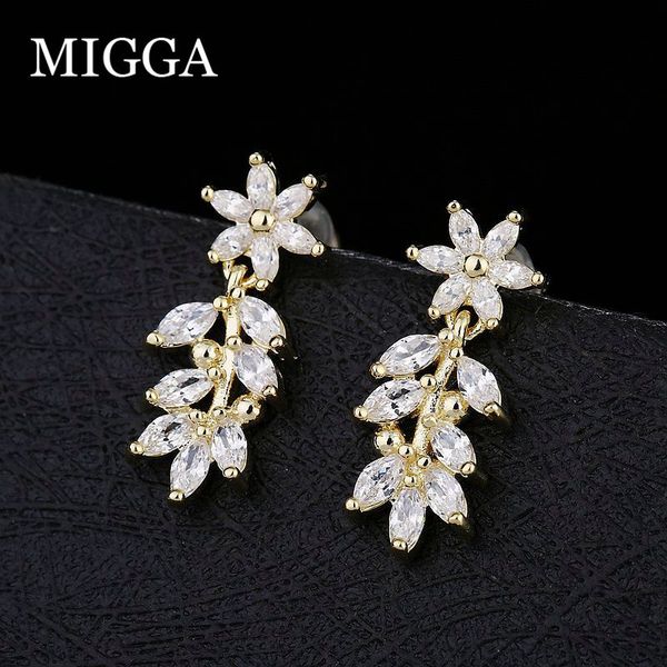 migga elegant flower branch cubic zircon earrings gold color cz stone crystal drop earrings for women, Silver
migga elegant flower branch cubic zircon earrings gold color cz stone crystal drop earrings for women, Silver