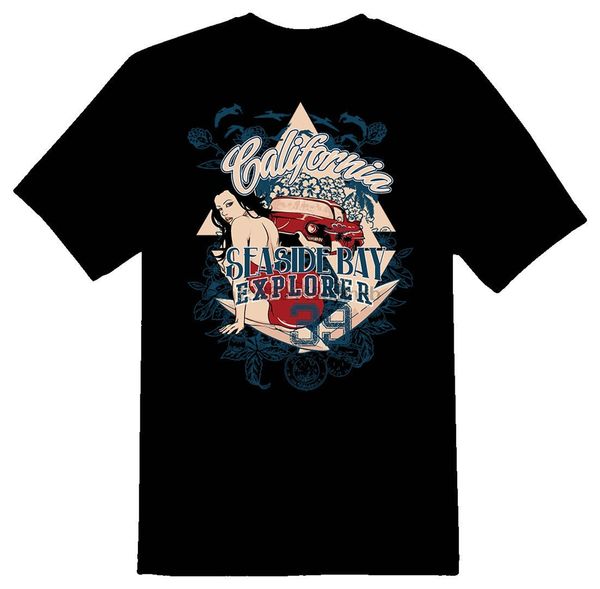 california seaside explorer, black or white tee diy prited tee shirt
