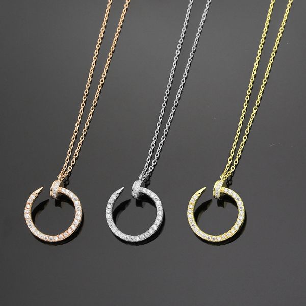 new arrive fashion classic lady 925 silver 18k plated gold necklaces with full diamond nail pendant wedding engagement 3 color
new arrive fashion classic lady 925 silver 18k plated gold necklaces with full diamond nail pendant wedding engagement 3 color