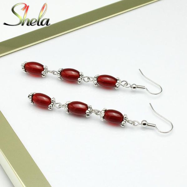 shela semi-precious stone dangle drop earrings for women long red white geometric luxury pendant unique fashion jewelry, Silver
shela semi-precious stone dangle drop earrings for women long red white geometric luxury pendant unique fashion jewelry, Silver