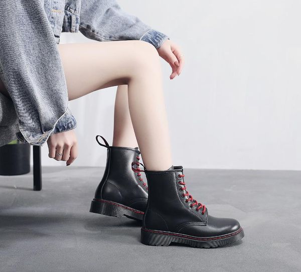 natascha woman fashion boots platform martins shoes woman leather wool winter warm winter boots women plus size women shoes, Black