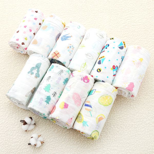 1pc Muslin 100% Cotton Newborn Swaddles Soft Baby Boy Girls Blankets Bath Gauze Infant Wrap Sleepsack Stroller Cover Play Mat