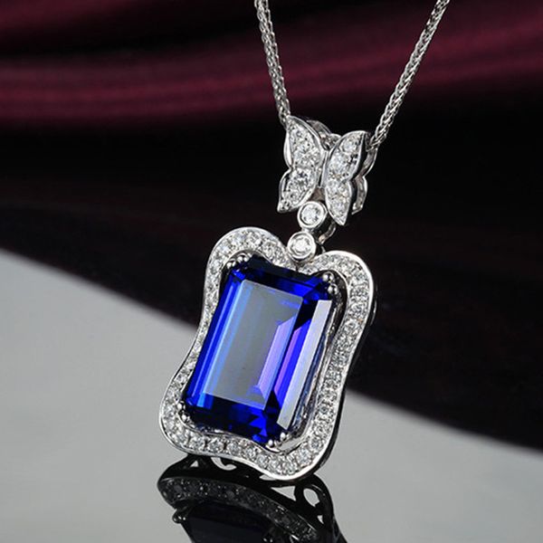 luxury female blue square pendant necklace silver color chain necklaces for women vintage crystal butterfly wedding necklace
luxury female blue square pendant necklace silver color chain necklaces for women vintage crystal butterfly wedding necklace